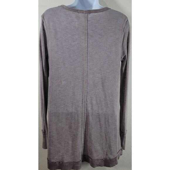 Gilded Intent Purple Marled Deep V Neck With Tie Henley Top Small Lightweight - Picture 2 of 7